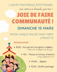 Dimanche 15 mars : joie de faire communauté