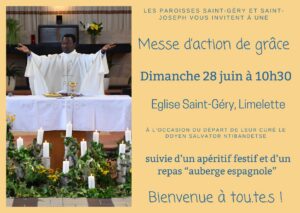 Messe d'action de grâce dimanche 28 juin